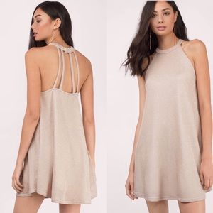 Tobi Mini Swing Shift Women’s (Girls)Dress Size M beige metallic Halter Neck